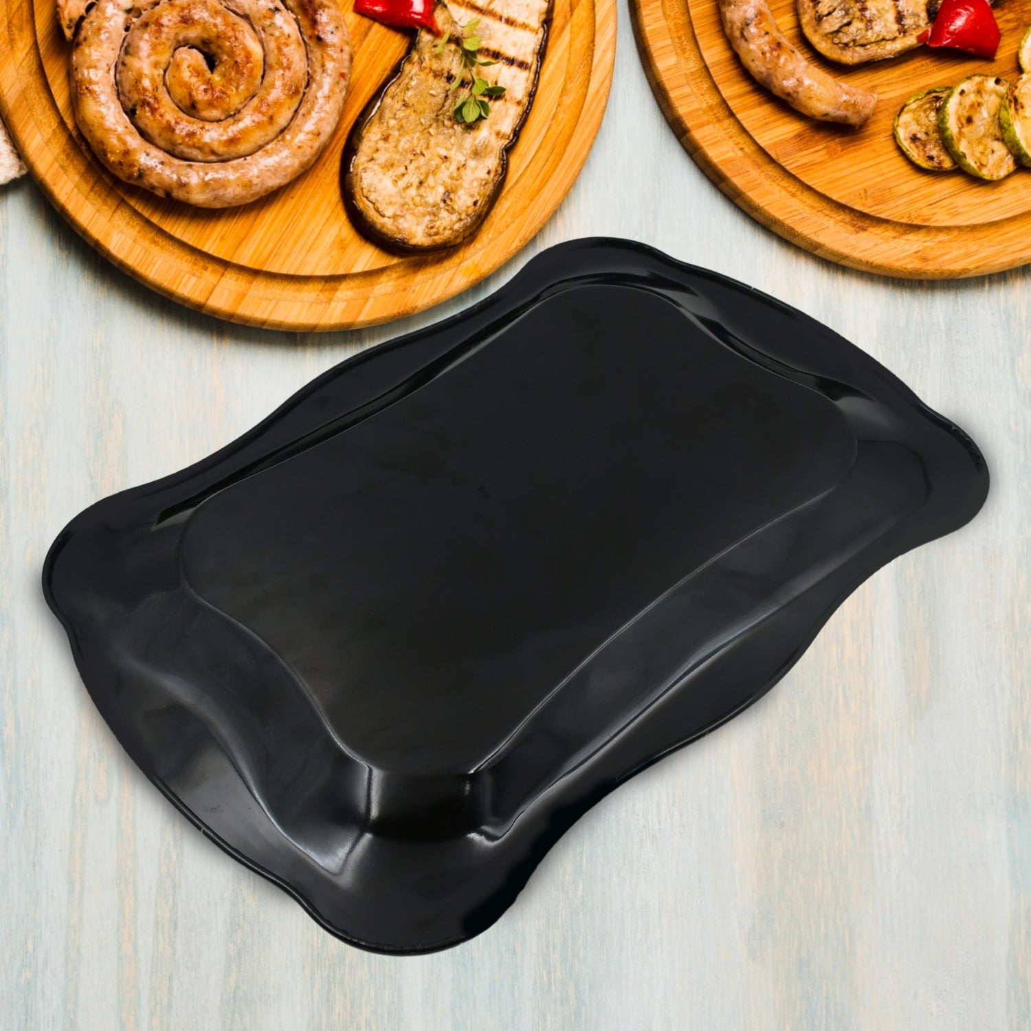 5537 Stainless Steel Serving Tray With Flower Printed Rectangle Premium Dining Table Plate (18 x 8.5 Inch / 1 Pc) 5537 Stainless Steel Serving Tray With Flower Printed Rectangle Premium Dining Table Plate (18 x 8.5 Inch / 1 Pc)